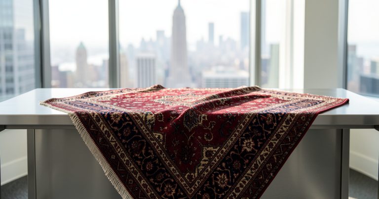 Antique tapis et design moderne : l'alchimie d'un bureau new-yorkais