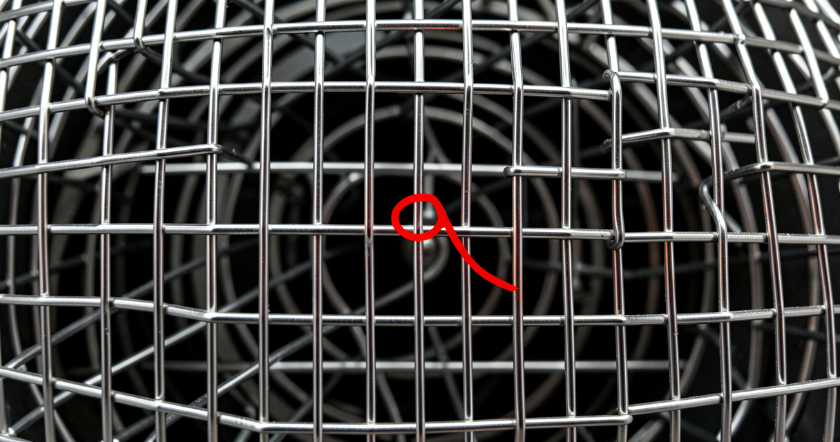 Maillage métallique d'une cage de Faraday avec test d'absence de décharge électrique
