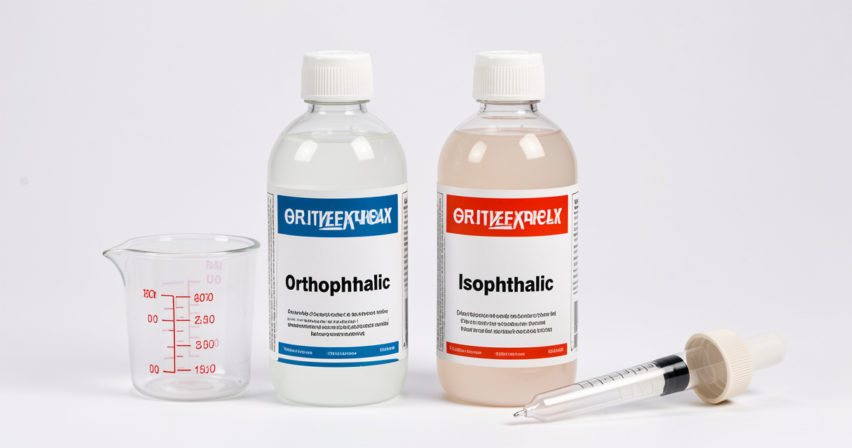 Bouteilles de résine polyester orthophtalique et isophtalique avec accessoires de dosage