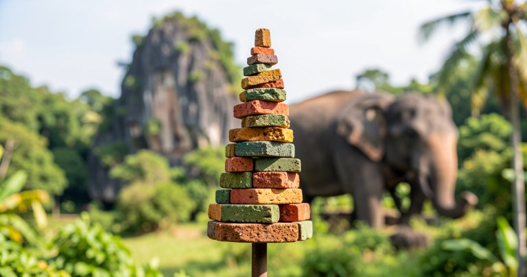 Goya : une tour thaïlandaise bâtie avec des briques de crottin d'éléphant