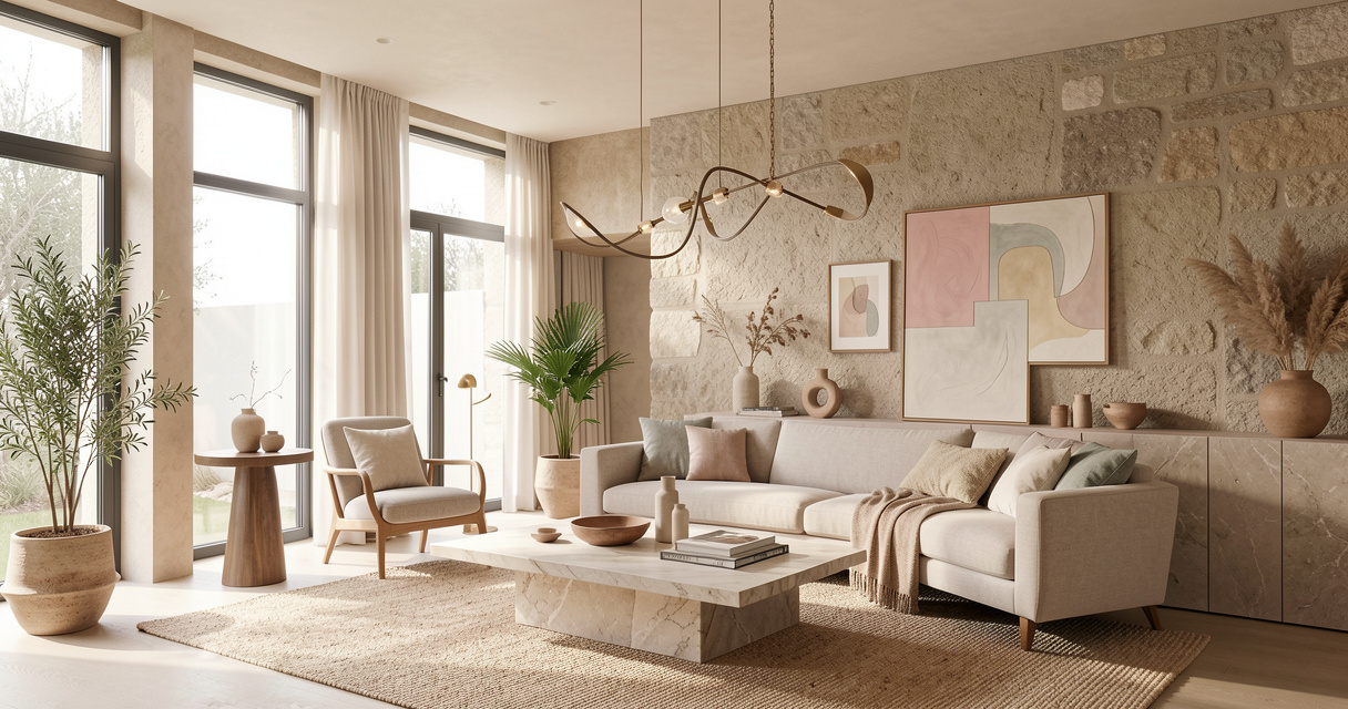 Intérieur élégant et chaleureux reflétant les tendances déco 2026 et l'aménagement créatif.