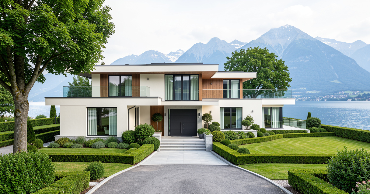 Villa moderne de Gland au bord du lac Léman, maison suisse Schumacher